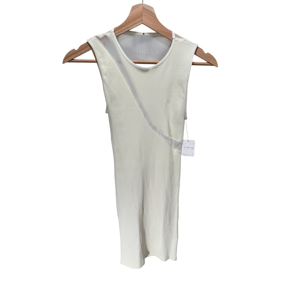 Free People Intimately Mini Dress Womens XS/S Ivory Mesh Ribbed Boho Summer